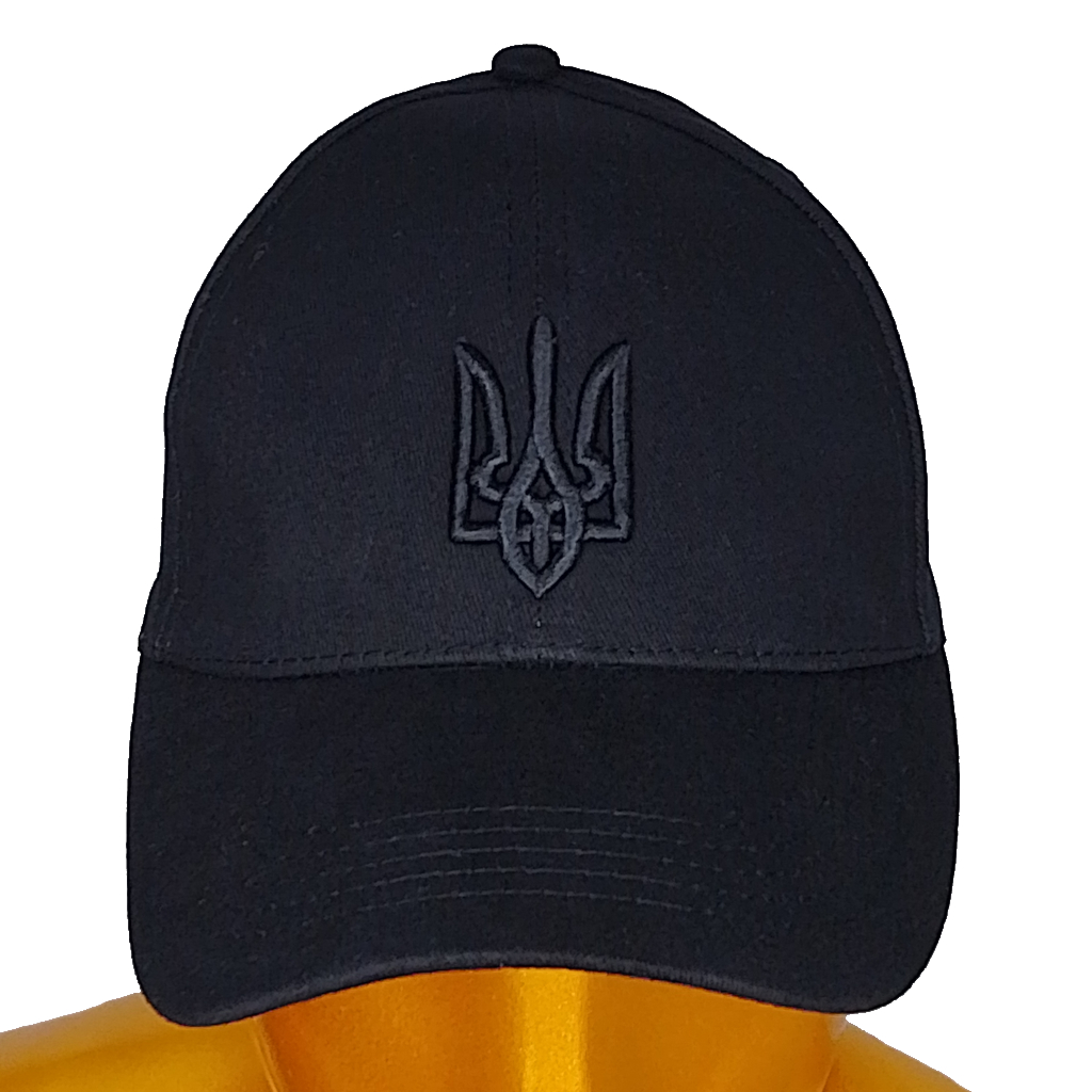 Бейсболка ХБ черная с тризубцем 35x50
