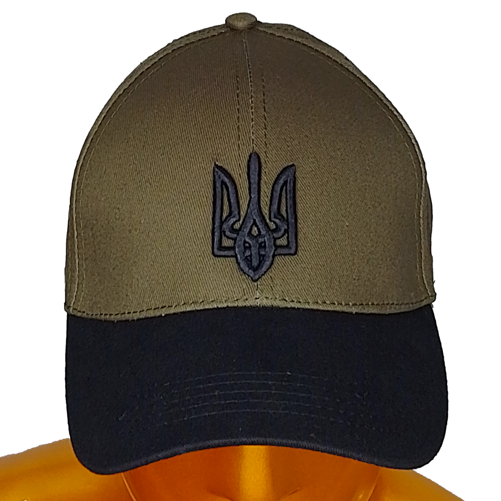 Бейсболка ВСУ ХБ хаки - черная з тризубом 35x50